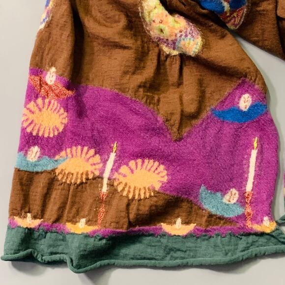 KAPITAL Brown Multi Color Sugar Skull Wool Scarf - Picture 3 of 9